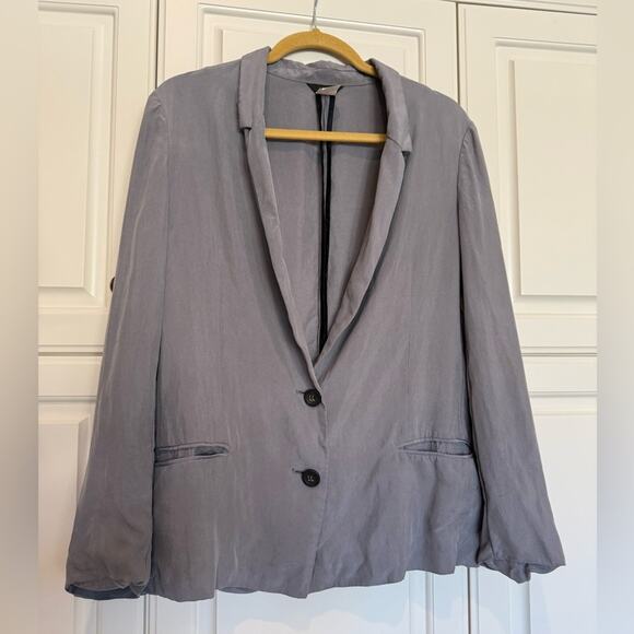 J. Crew Women's Silk Blazer Size 4 Gray Lightweight Comfy Work Casual Fall - Picture 1 of 8